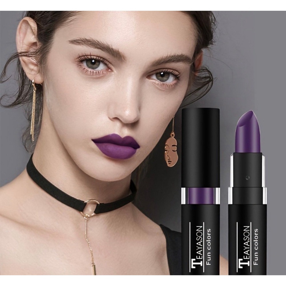 TEAYASON Fun Colors Dark Purple Matte Lipstick 2 Tubes